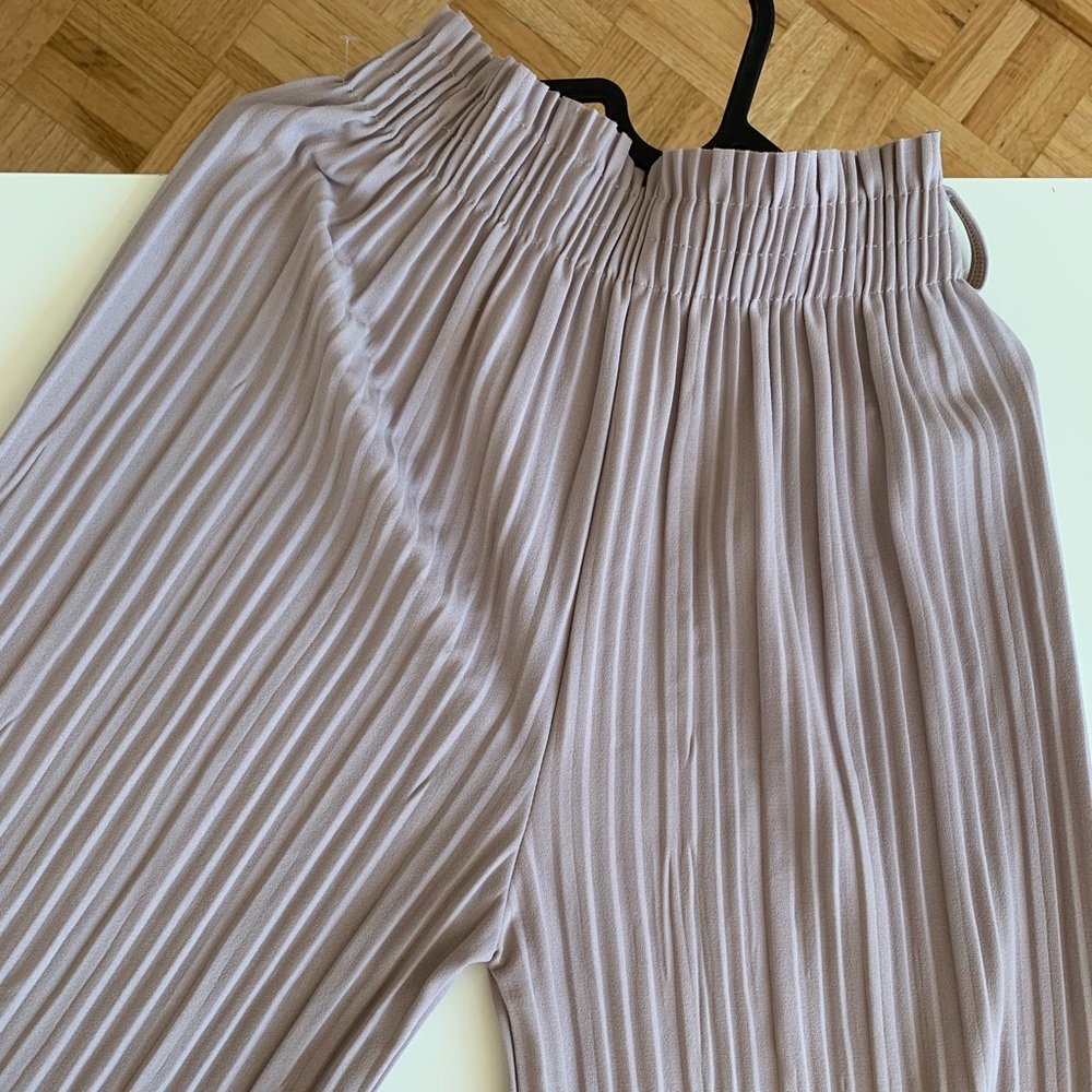 Muted pink ribbed wide leg pants